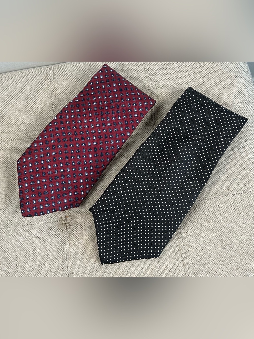 Bert Pulitzer 100% Silk Ties 56x3.75” Polka Dot Paisley Made In USA VTG Lot Of 2
